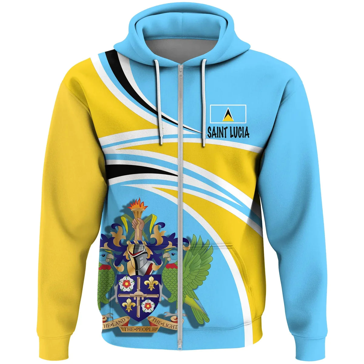 Saint Lucia Zip Hoodie N Flag RLT6