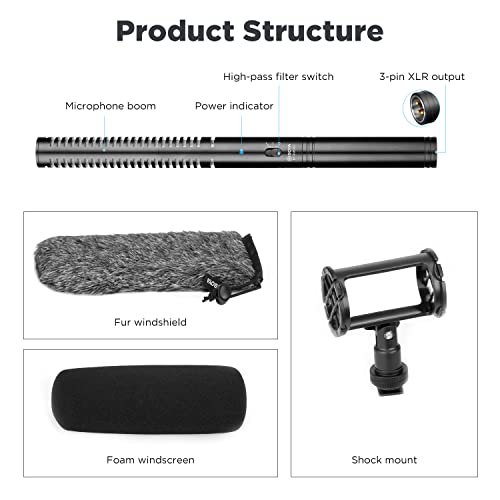 BOYA XLR Microphone BY-BM6060 Super-Cardioid Shotgun Condenser Microphone