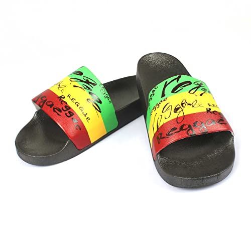 Jamaican Rasta Reggae RGY Caribbean Slippers Sandals for Women and Men Sandals Open Toe Soft Cushioned Non-Slip for Indoor & Outdoor(LTX006-40)