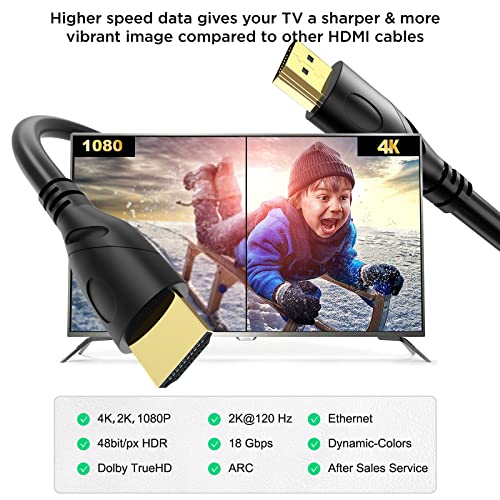 Jorenca 4K HDMI Cable 50ft Ultra High Speed HDMI 2.0 Cables 18gbps Gold Plated Connector Ethernet Audio Return Video 4K 60Hz/2K 30Hz FullHD1080p 3D for Xbox Arc Laptop PS3 PS4 PS9 PC HDTV etc