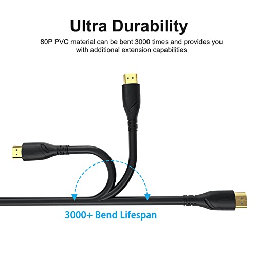 Jorenca 4K HDMI Cable 50ft Ultra High Speed HDMI 2.0 Cables 18gbps Gold Plated Connector Ethernet Audio Return Video 4K 60Hz/2K 30Hz FullHD1080p 3D for Xbox Arc Laptop PS3 PS4 PS9 PC HDTV etc