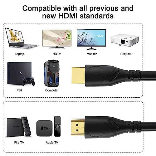 Jorenca 4K HDMI Cable 50ft Ultra High Speed HDMI 2.0 Cables 18gbps Gold Plated Connector Ethernet Audio Return Video 4K 60Hz/2K 30Hz FullHD1080p 3D for Xbox Arc Laptop PS3 PS4 PS9 PC HDTV etc