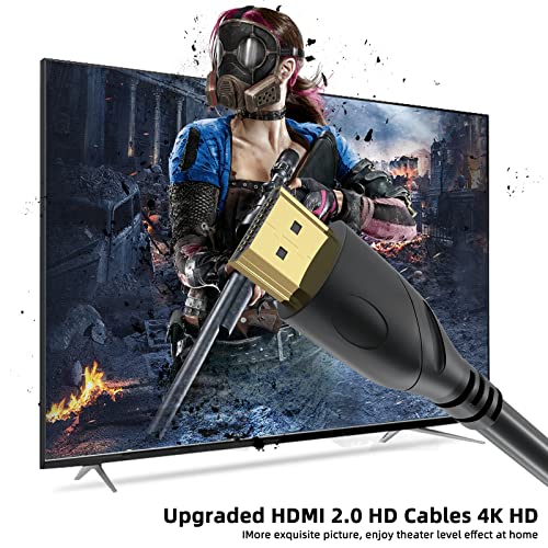 Jorenca 4K HDMI Cable 50ft Ultra High Speed HDMI 2.0 Cables 18gbps Gold Plated Connector Ethernet Audio Return Video 4K 60Hz/2K 30Hz FullHD1080p 3D for Xbox Arc Laptop PS3 PS4 PS9 PC HDTV etc