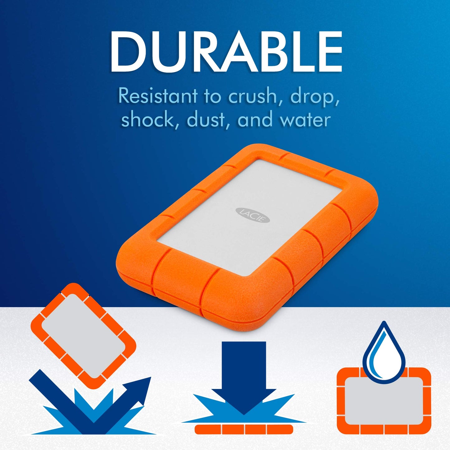 LaCie Rugged Mini 1TB External Hard Drive Portable HDD – USB 3.0 2.0